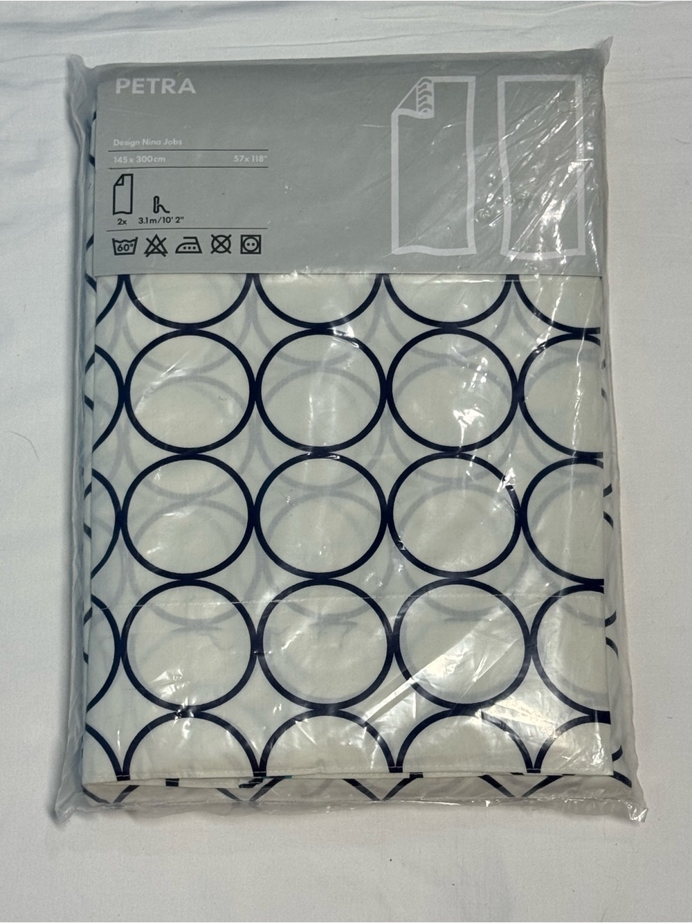 IKEA PETRA Curtain Panels
Design Nina Jobs Circle Pattern
White Blue